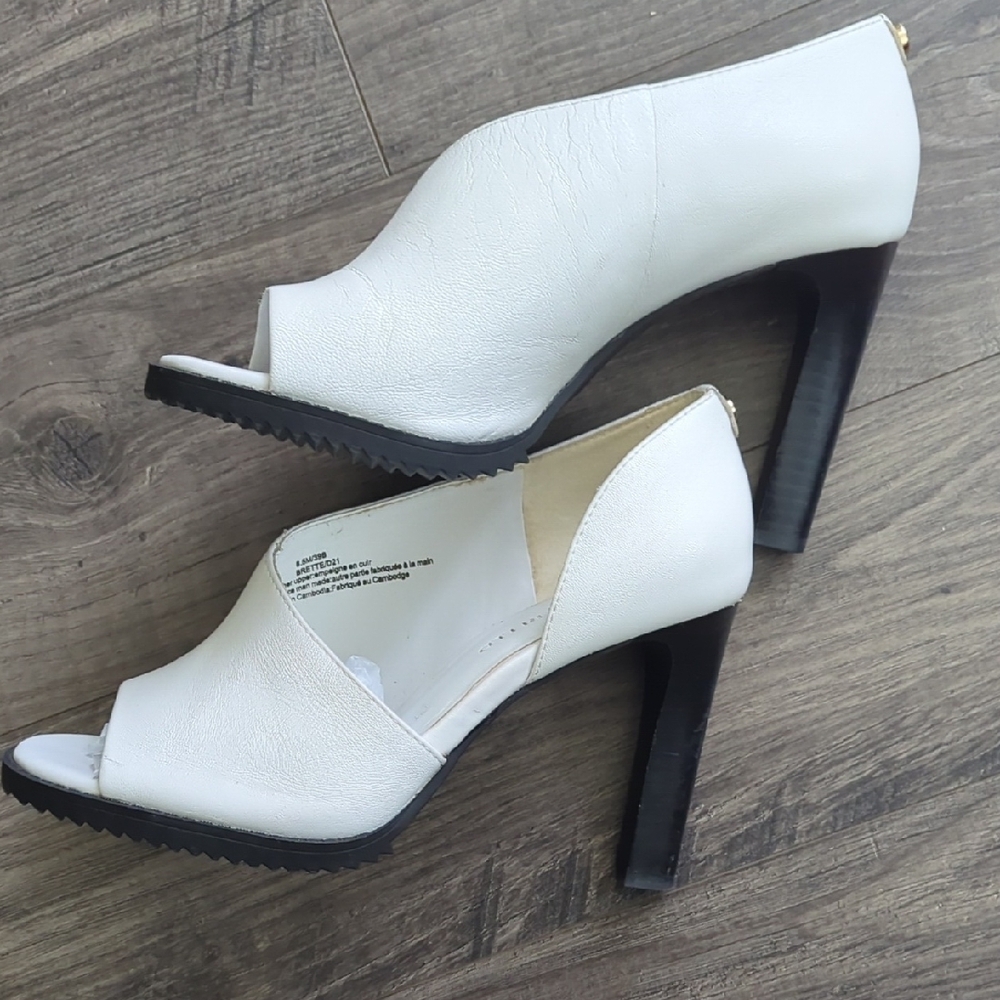 Karl Lagerfeld Cream Peep Toe Heels - Picture 9 of 16